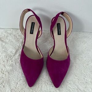 TOWN SHOES magenta suede sling backs